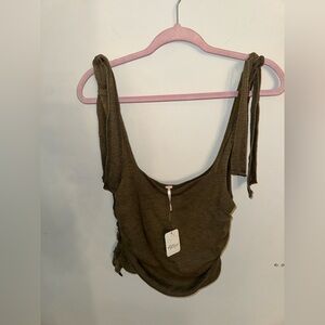 Free People Olive Tie-Strap Scoop Tank
